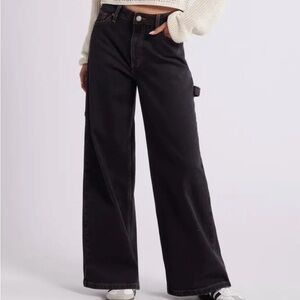 BP mid rise carpenter baggy dark blue/ black wide leg flare denim jeans